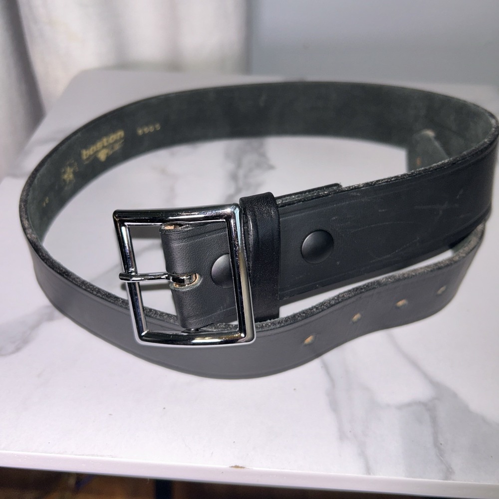 Boston Leather 8505 Mens Black Leather Duty Belt Silver Buckle Size 40 USA Made